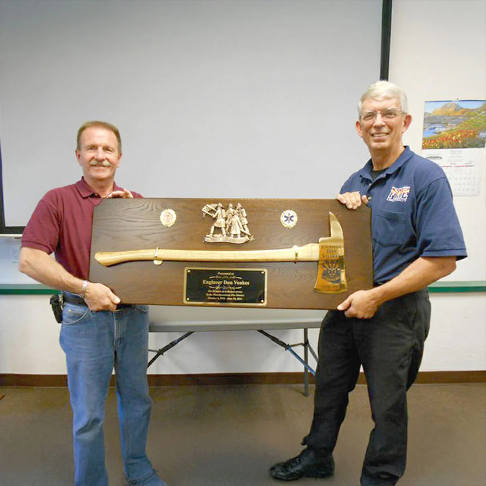 42x16 Walnut Firefighter Award Plaque - Gold Axe - Image 67
