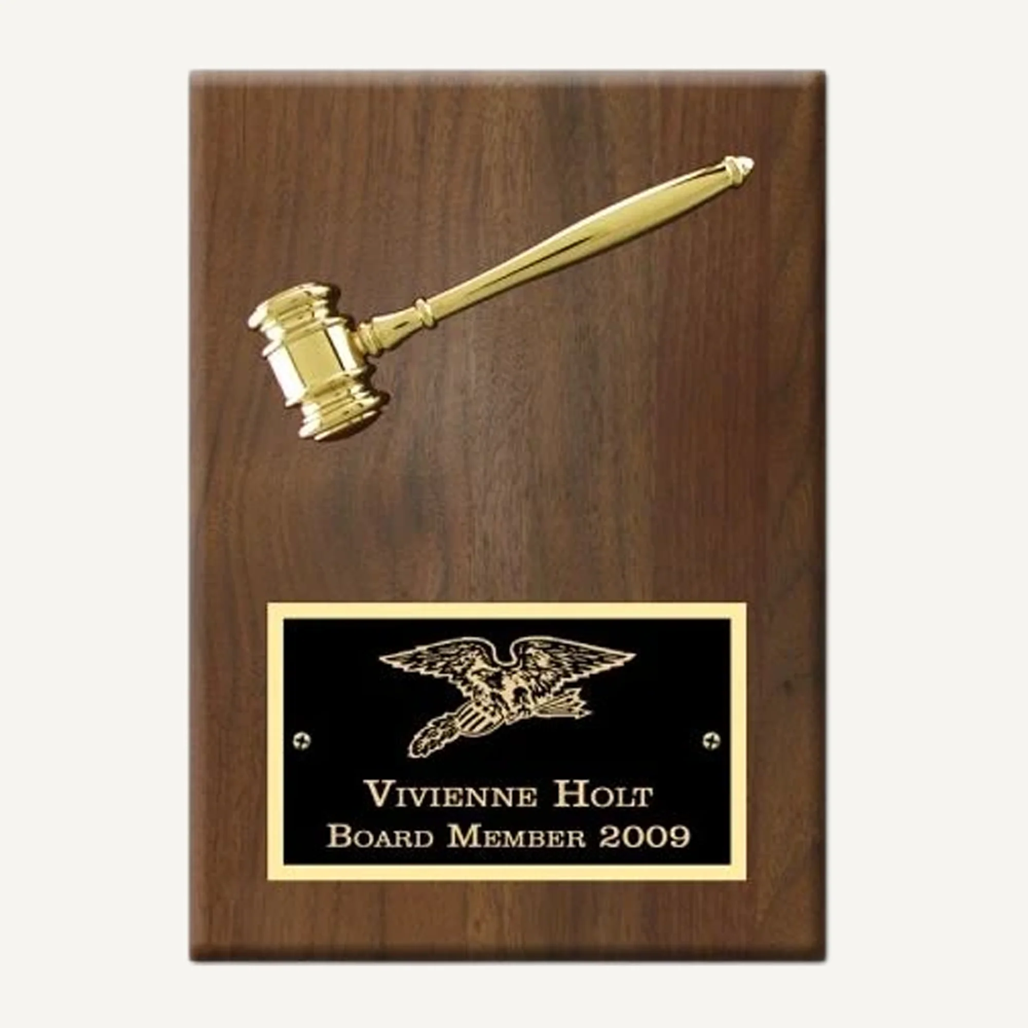 5" x 7" Mini Gold Metal Gavel Plaque