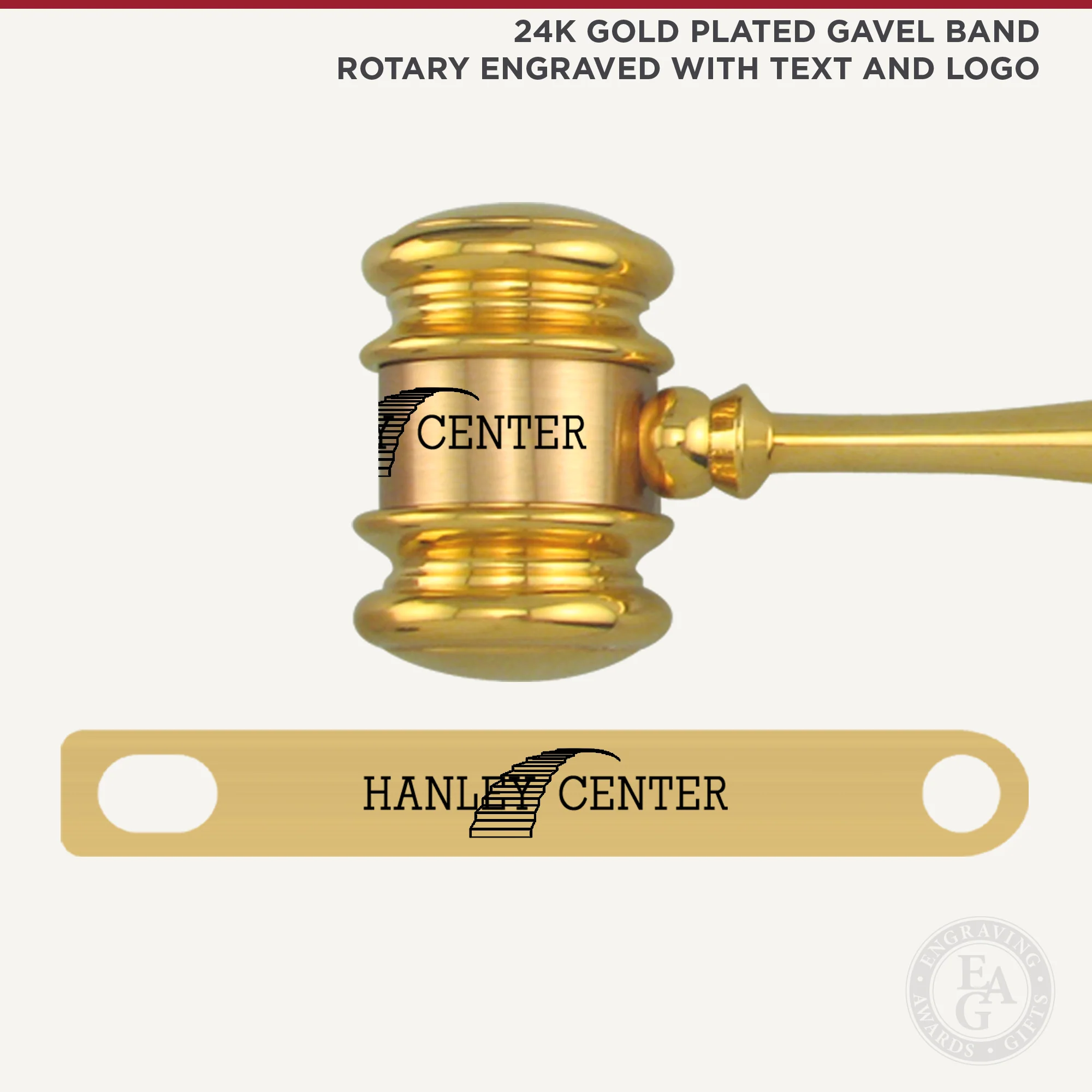 8" 24K Gold Plated Gavel Presentation Set - Image 2