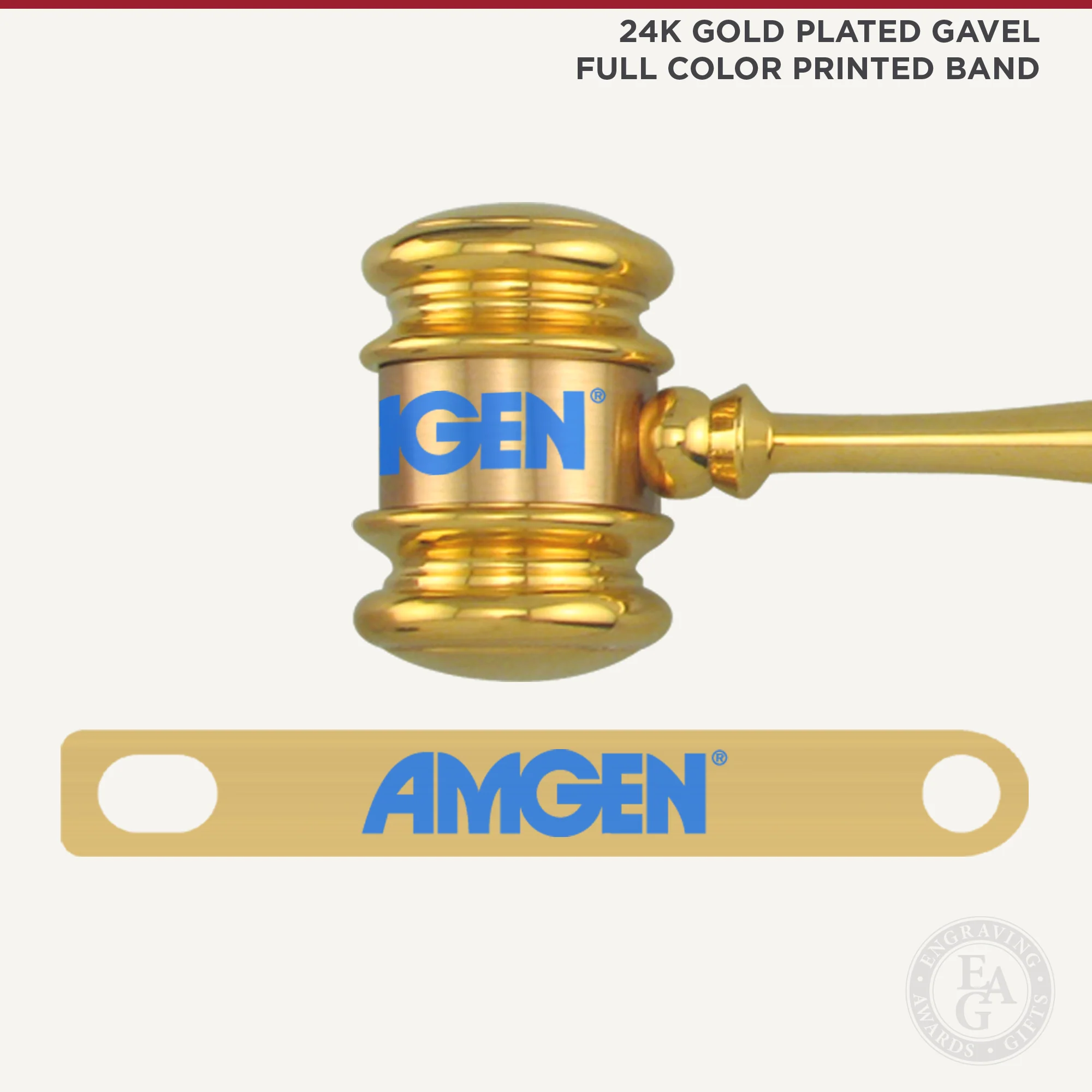 8" 24K Gold Plated Gavel Presentation Set - Image 3