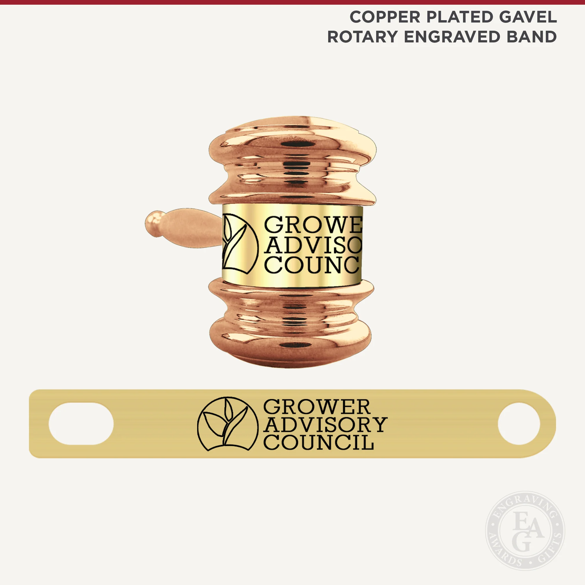 8" Copper Plated Gavel Presentation Set - Image 3