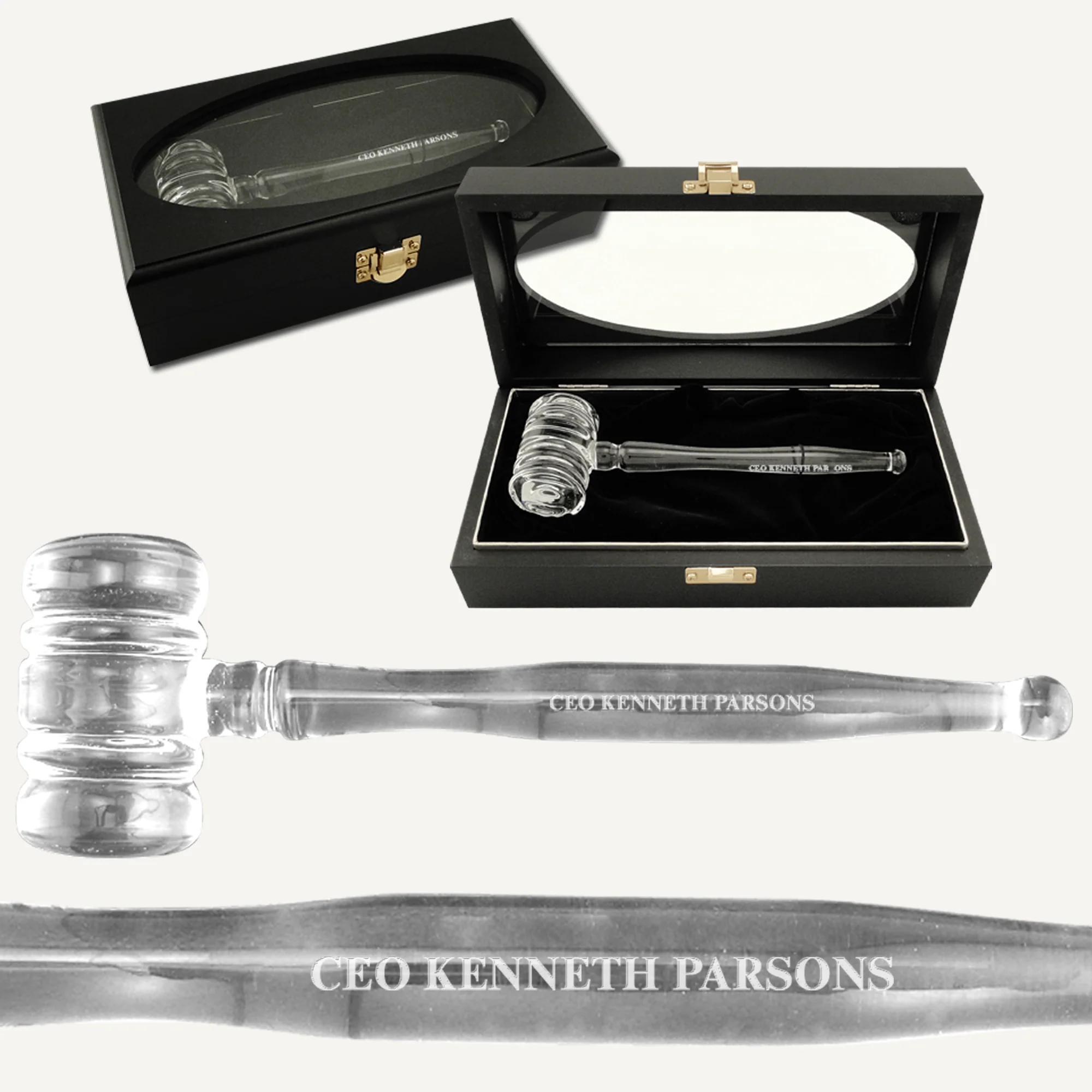 8" Crystal Gavel Presentation Set