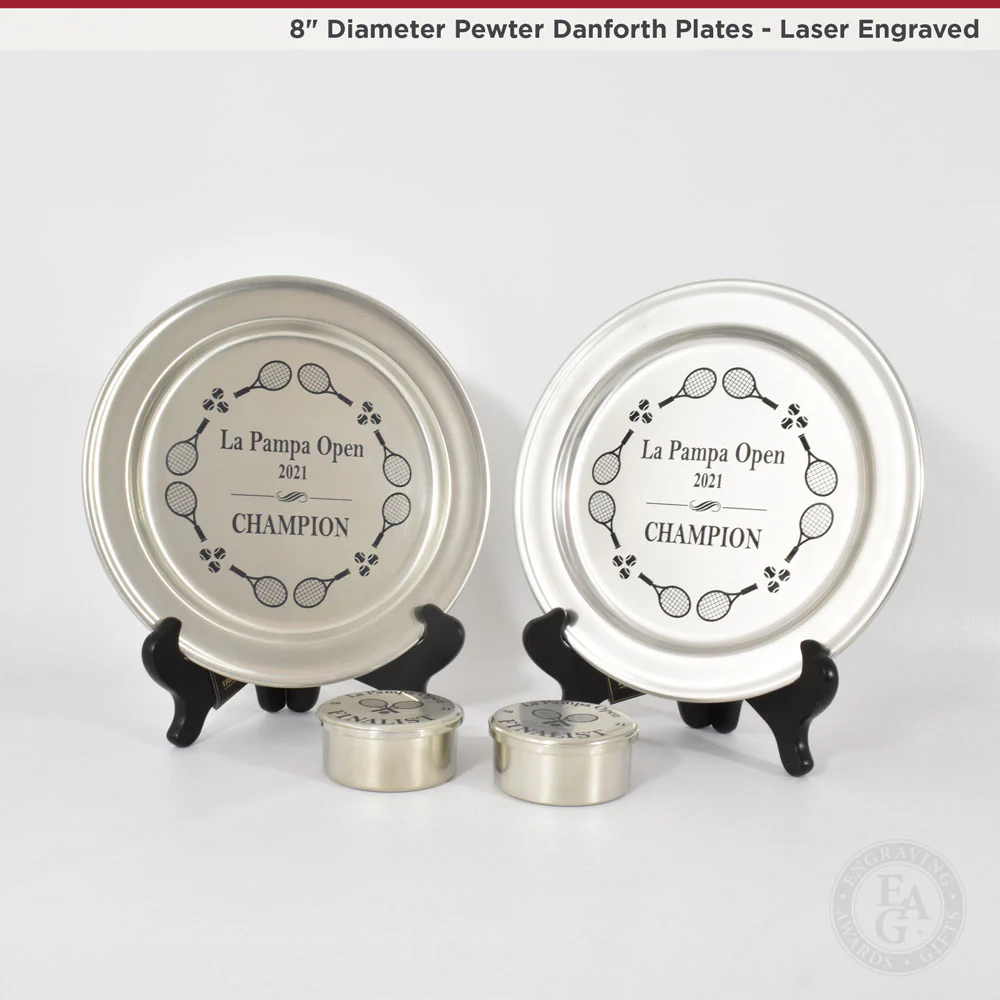 8" Diameter Pewter Danforth Plate - Image 3
