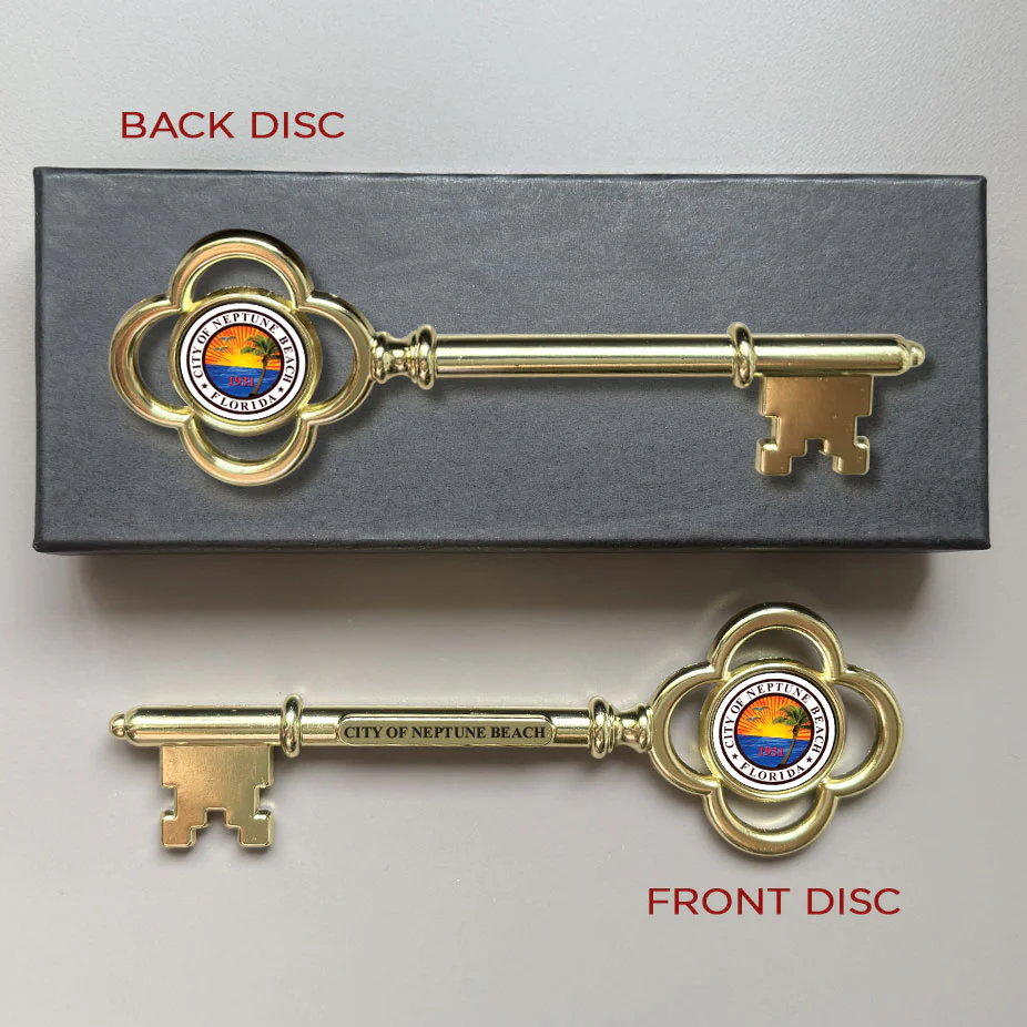 8" Gold Plated Ceremonial Key with Flat Stem - Image 14