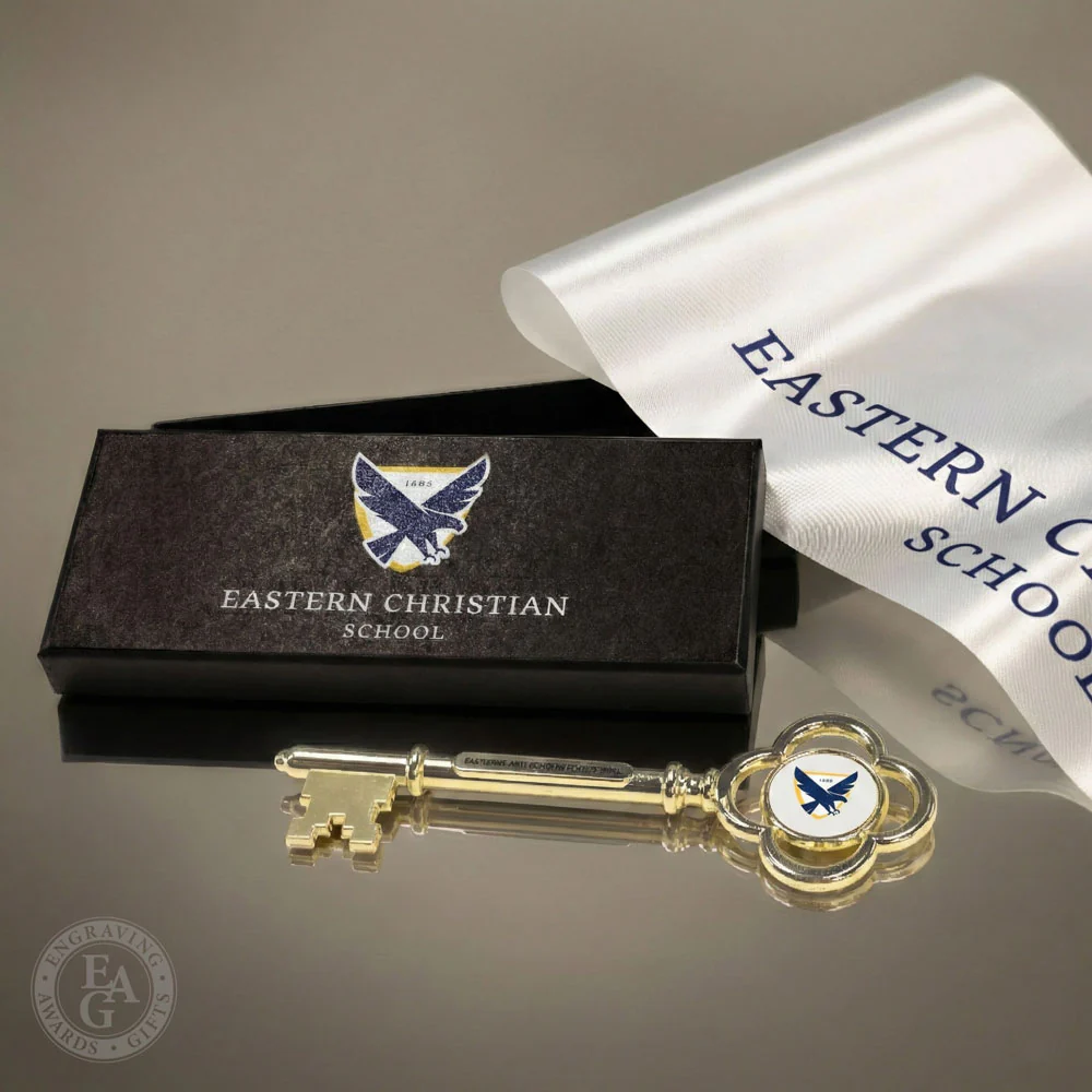 8" Gold Plated Ceremonial Key with Flat Stem - Image 17