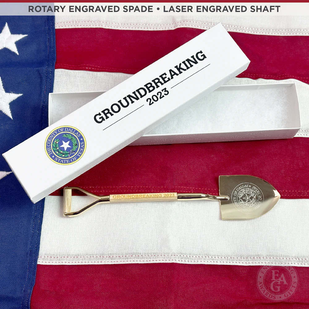 8-1/2" Gold & Silver Miniature Ceremonial Shovels - Wood Handles - Image 11