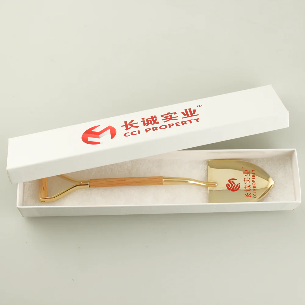 8-1/2" Gold & Silver Miniature Ceremonial Shovels - Wood Handles - Image 19