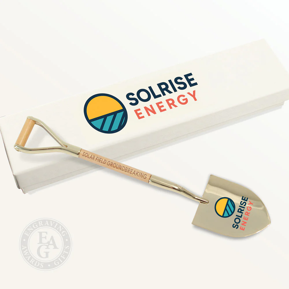 8-1/2" Gold & Silver Miniature Ceremonial Shovels - Wood Handles - Image 20