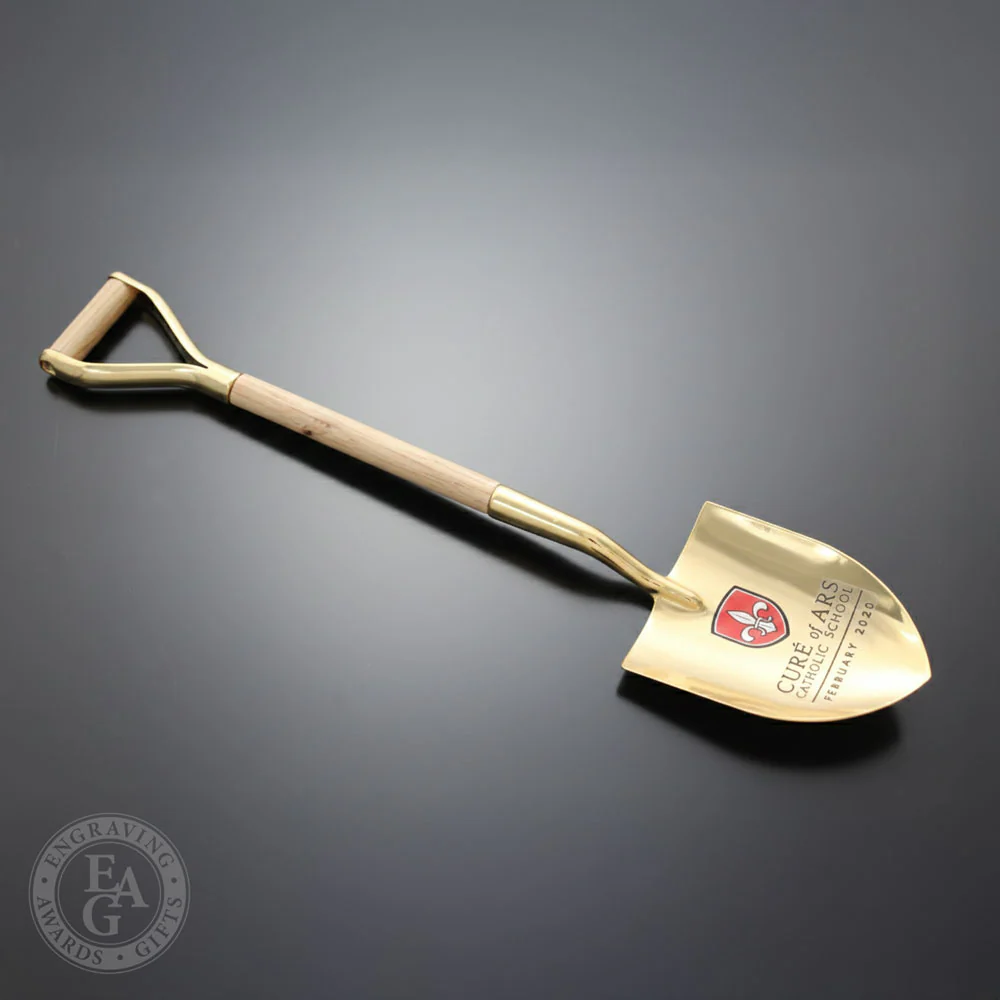 8-1/2" Gold & Silver Miniature Ceremonial Shovels - Wood Handles - Image 21