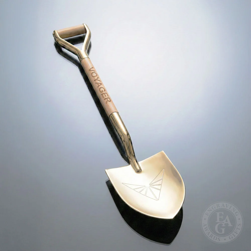 8-1/2" Gold & Silver Miniature Ceremonial Shovels - Wood Handles - Image 22