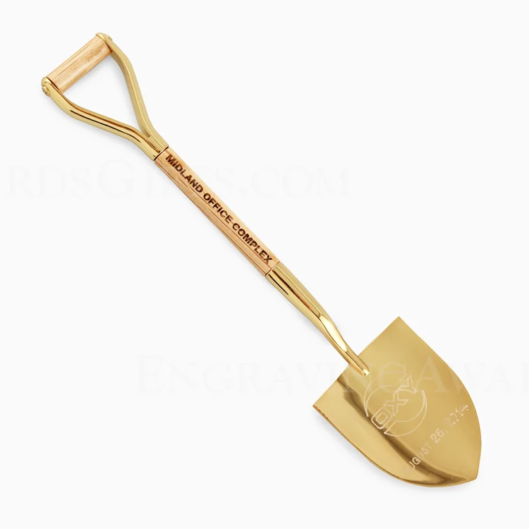 8-1/2" Gold & Silver Miniature Ceremonial Shovels - Wood Handles - Image 4