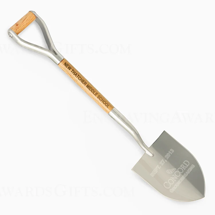 8-1/2" Gold & Silver Miniature Ceremonial Shovels - Wood Handles - Image 5