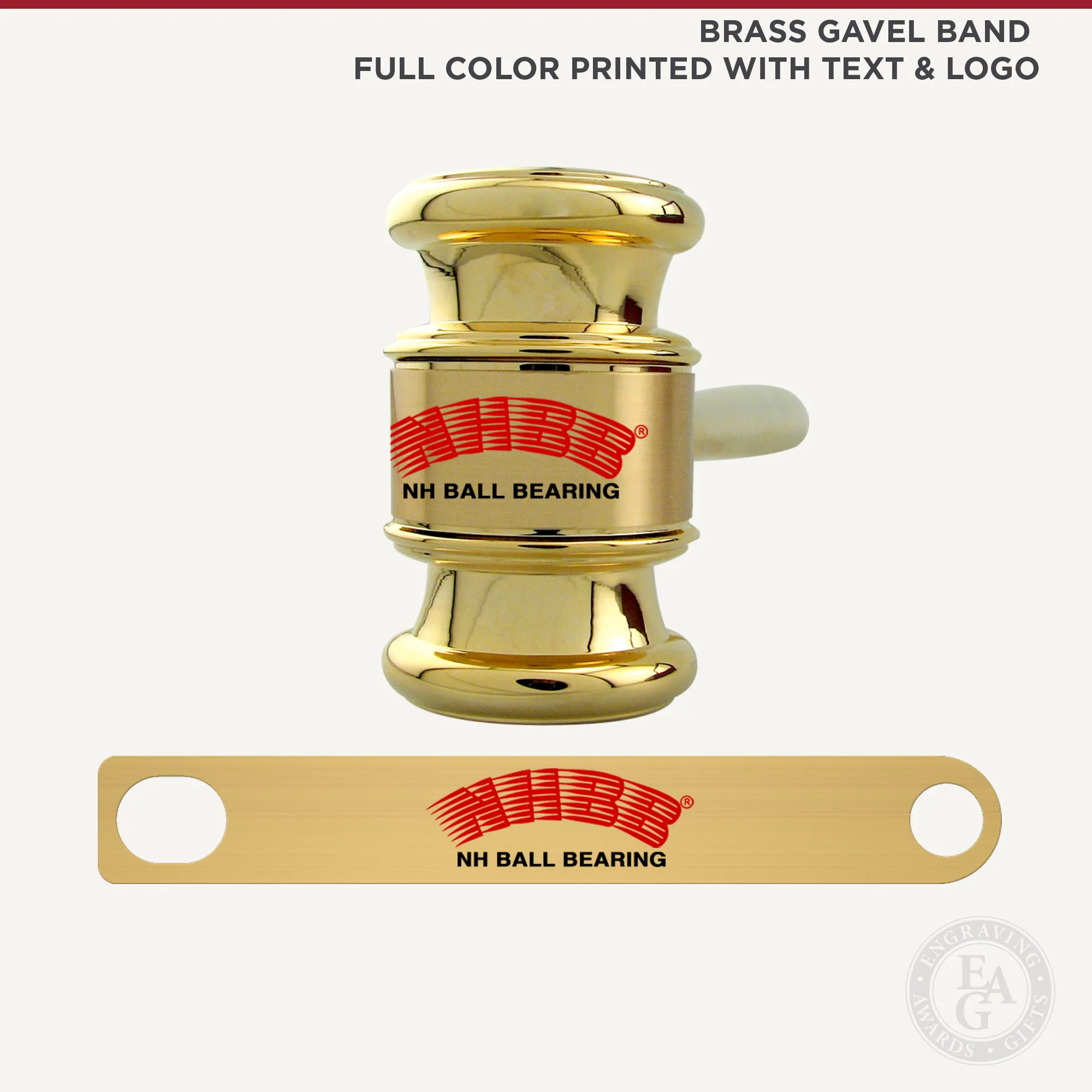 8" High Polished Solid Brass Gavel Presentation Set - Image 3