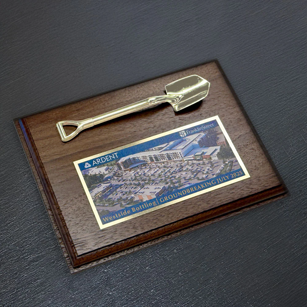 8" x 6" Miniature Shovel Plaque - Walnut - Image 7