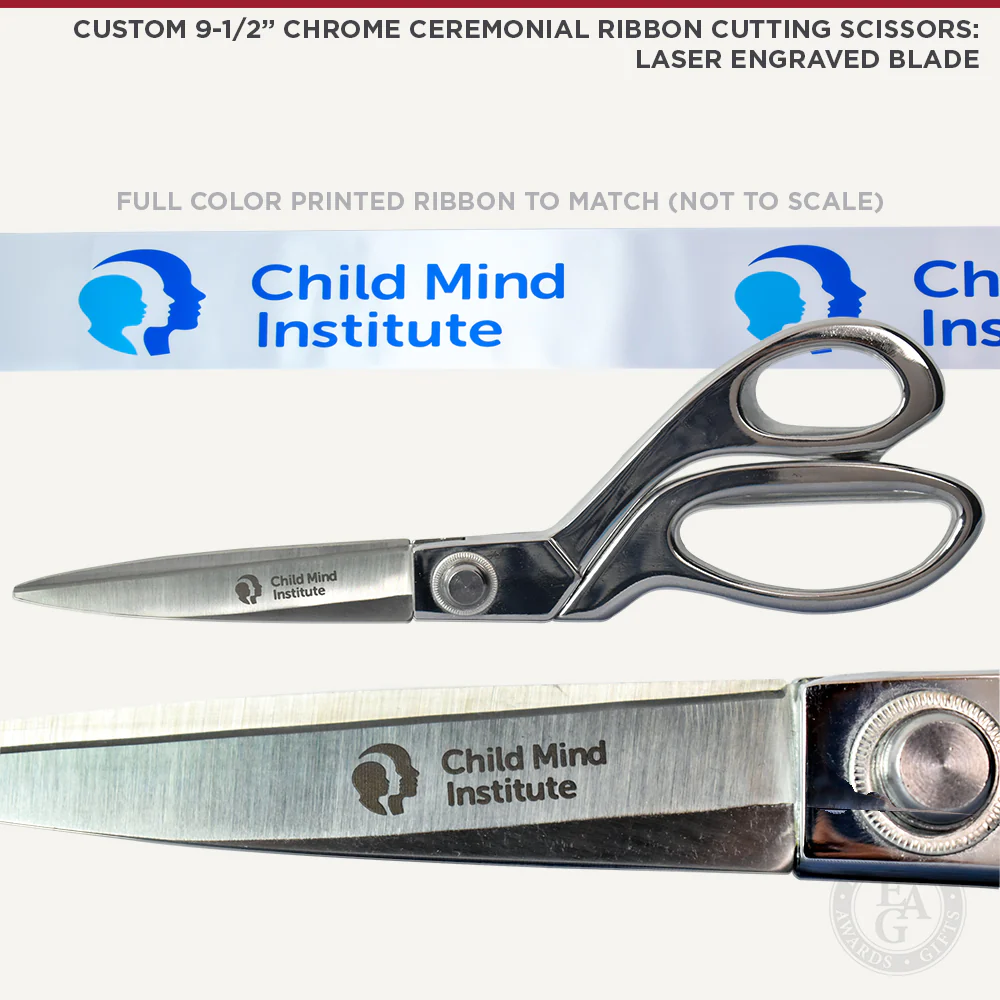 9-1/2" Chrome Ceremonial Ribbon Cutting Scissors - Image 9