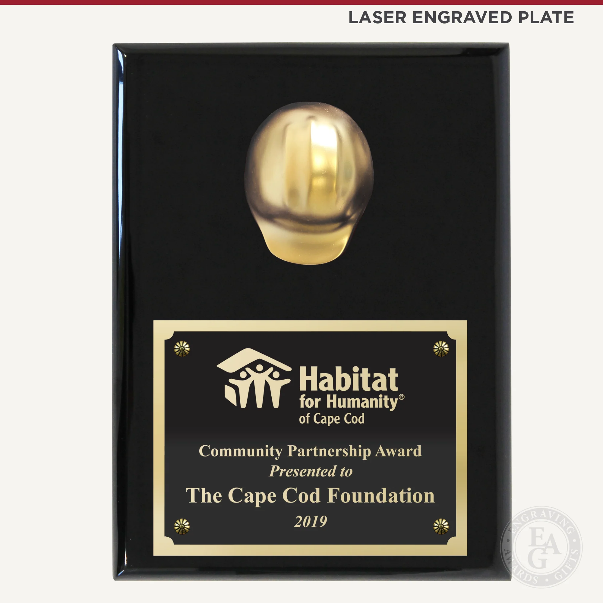 9" x 12" Miniature Hard Hat Plaque - Metallic - Image 3