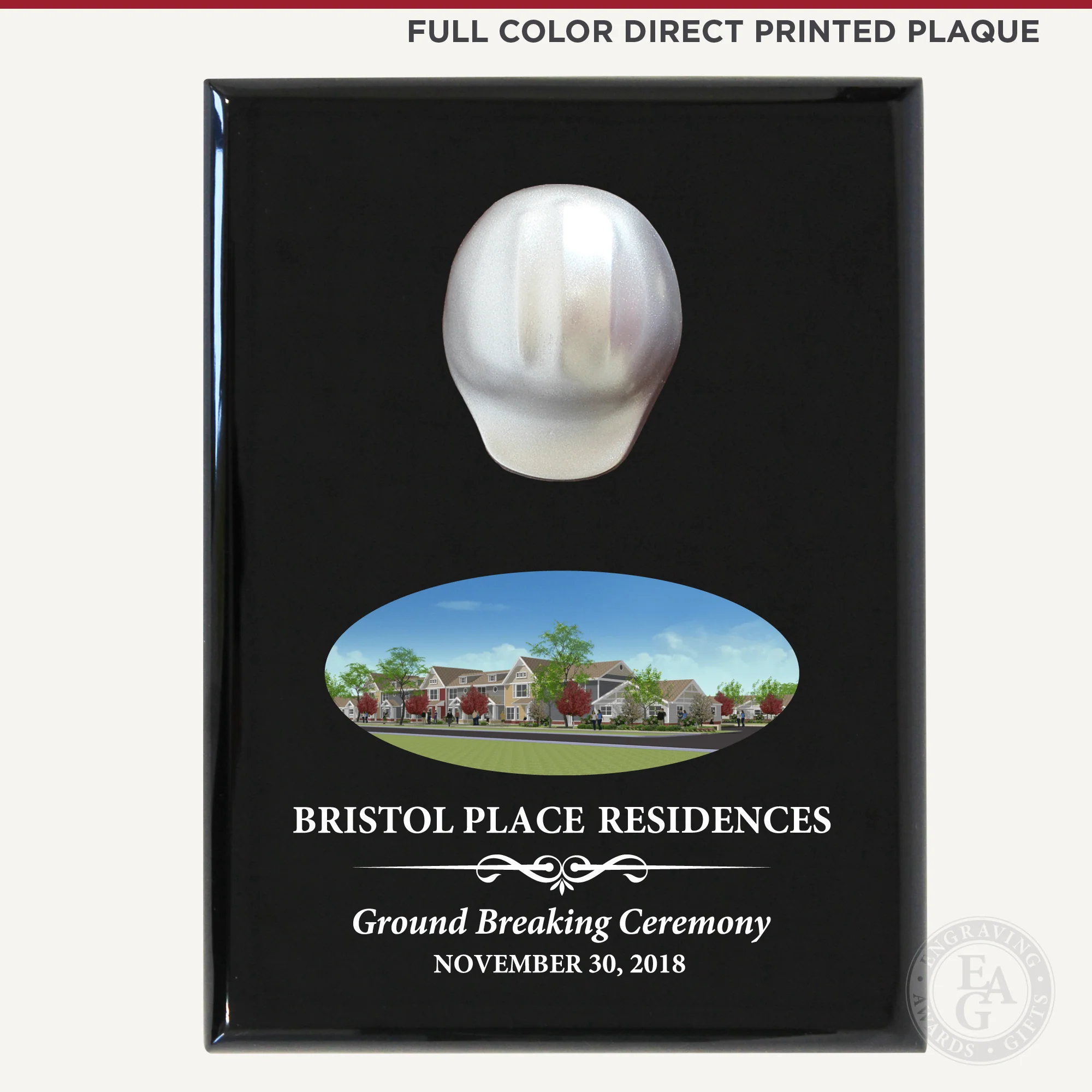 9" x 12" Miniature Hard Hat Plaque - Metallic - Image 6