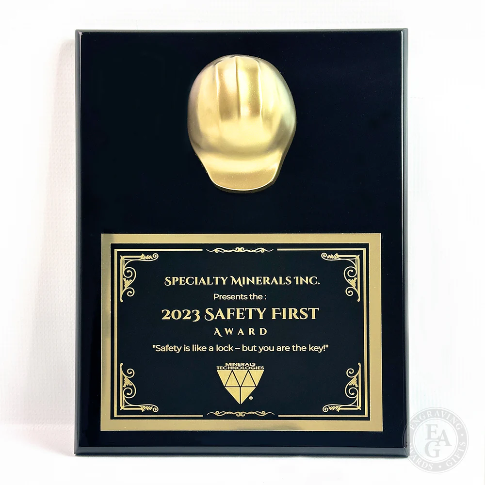 9" x 12" Miniature Hard Hat Plaque - Metallic - Image 9