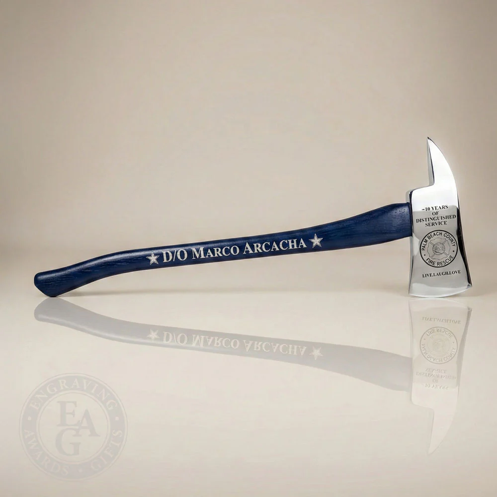 36" Chrome Plated Ceremonial Firefighter Axe - Custom Painted - Image 5