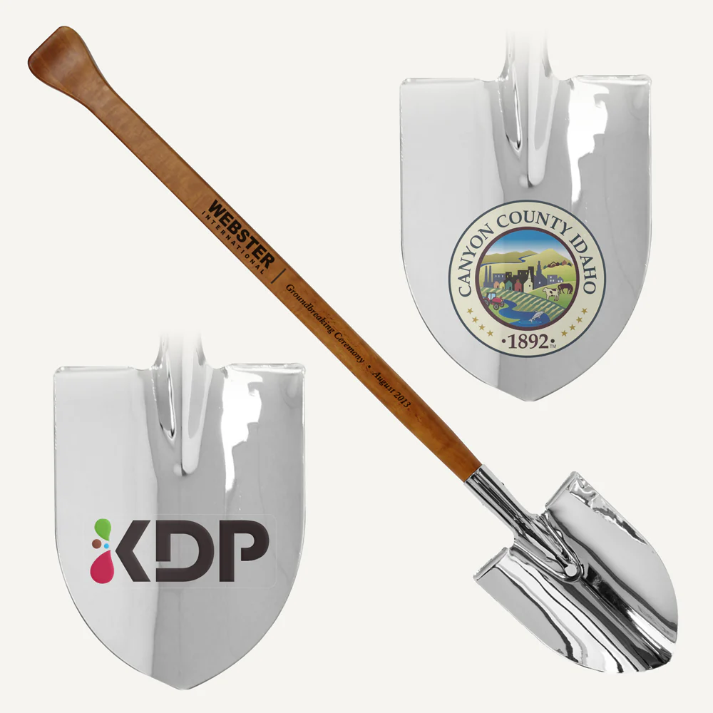 Chrome Plated Ceremonial Groundbreaking Shovel - Paddle Handle