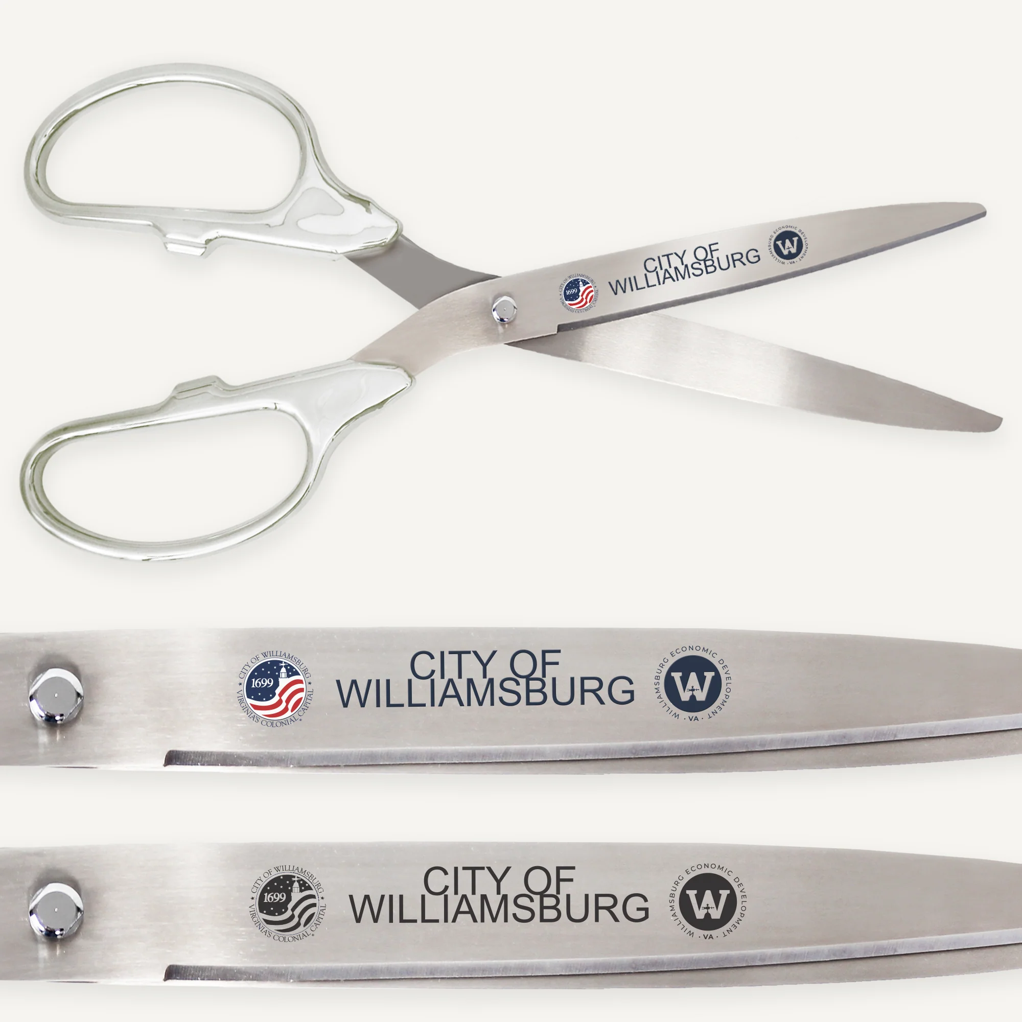 36" Chrome Plated Ribbon Cutting Scissors with Silver Blades - Image 2