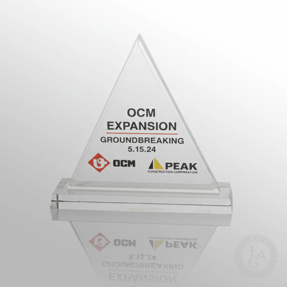 Clear Beveled Triangle Acrylic Award - Image 3