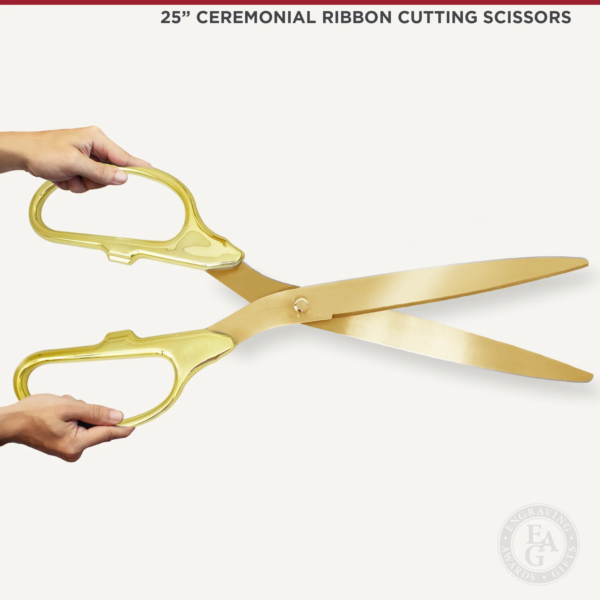 25" Gold Plated Ribbon Cutting Scissors with Gold Blades - Image 3