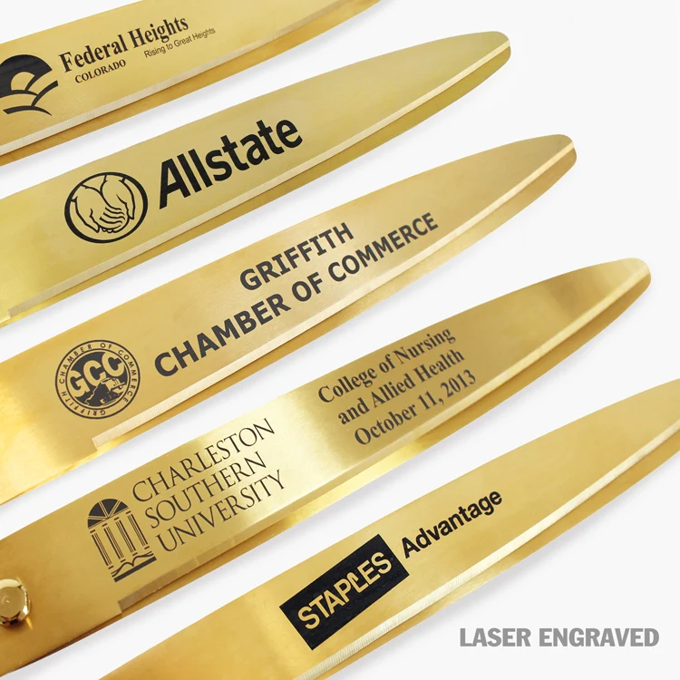 25" Gold Plated Ribbon Cutting Scissors with Gold Blades - Image 5