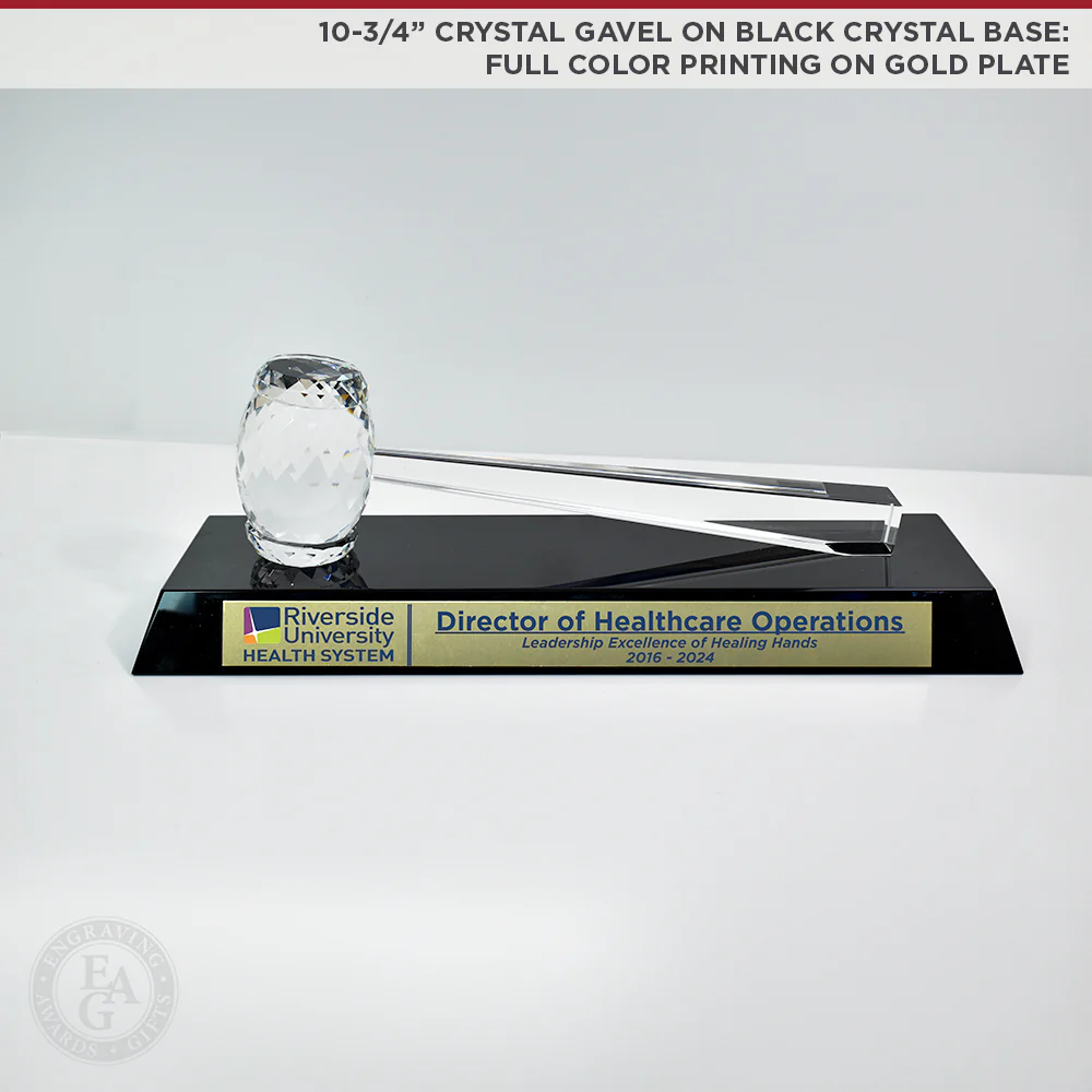 10-3/4" Crystal Gavel on Black Crystal Base - Image 4