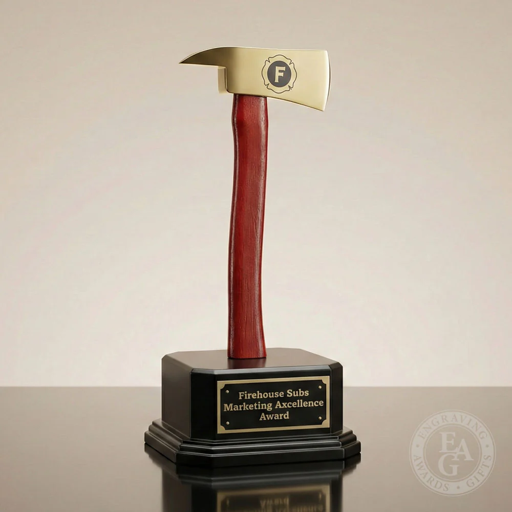 Firefighter Axe Black Pedestal Award - Gold - Image 3