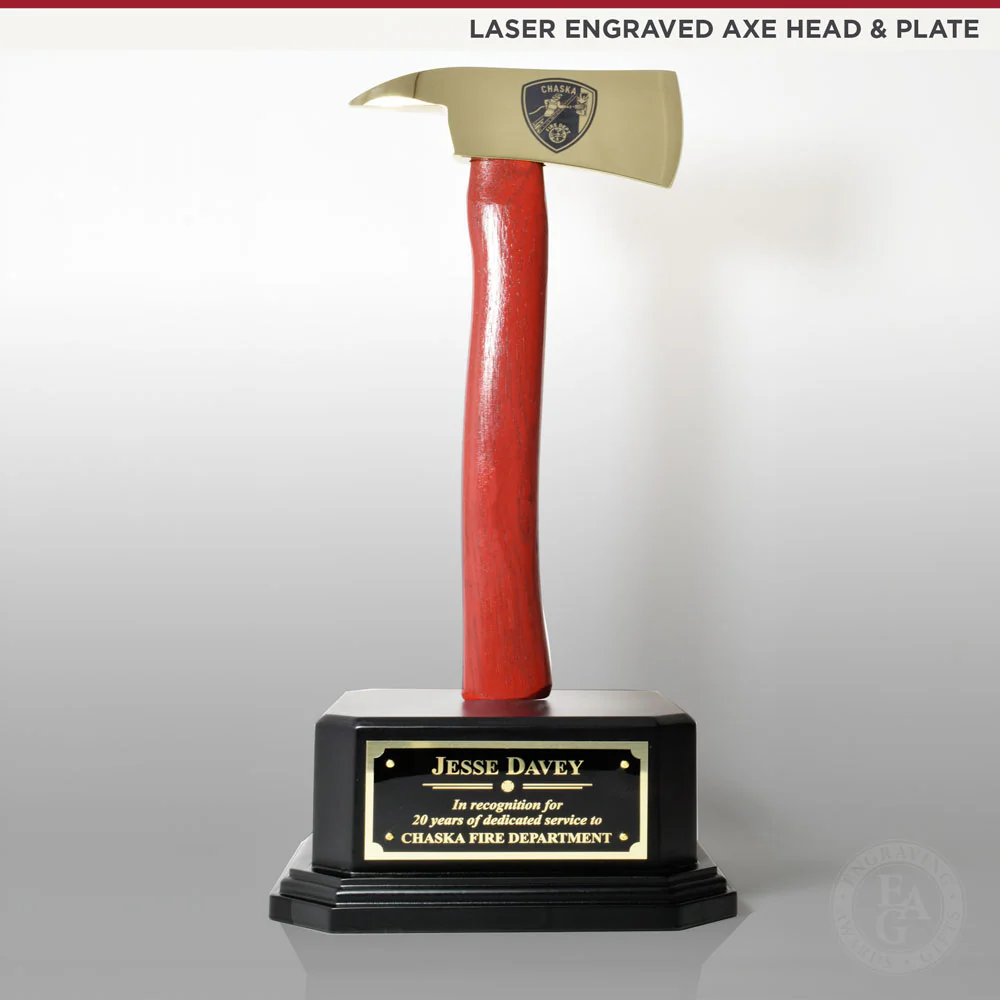 Firefighter Axe Black Pedestal Award - Gold - Image 6