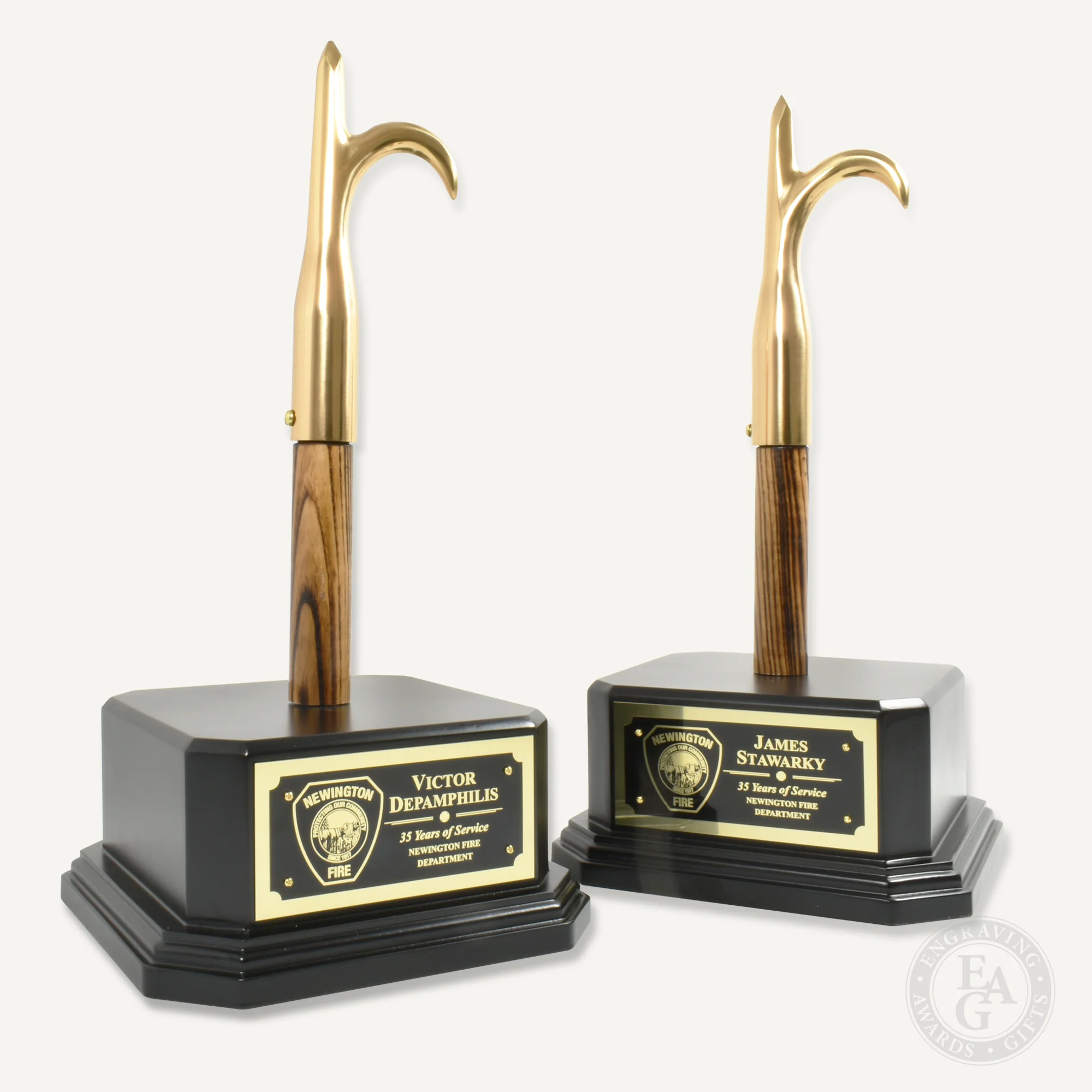 Firefighter Pike Pole Pedestal Award - Brass - Image 3
