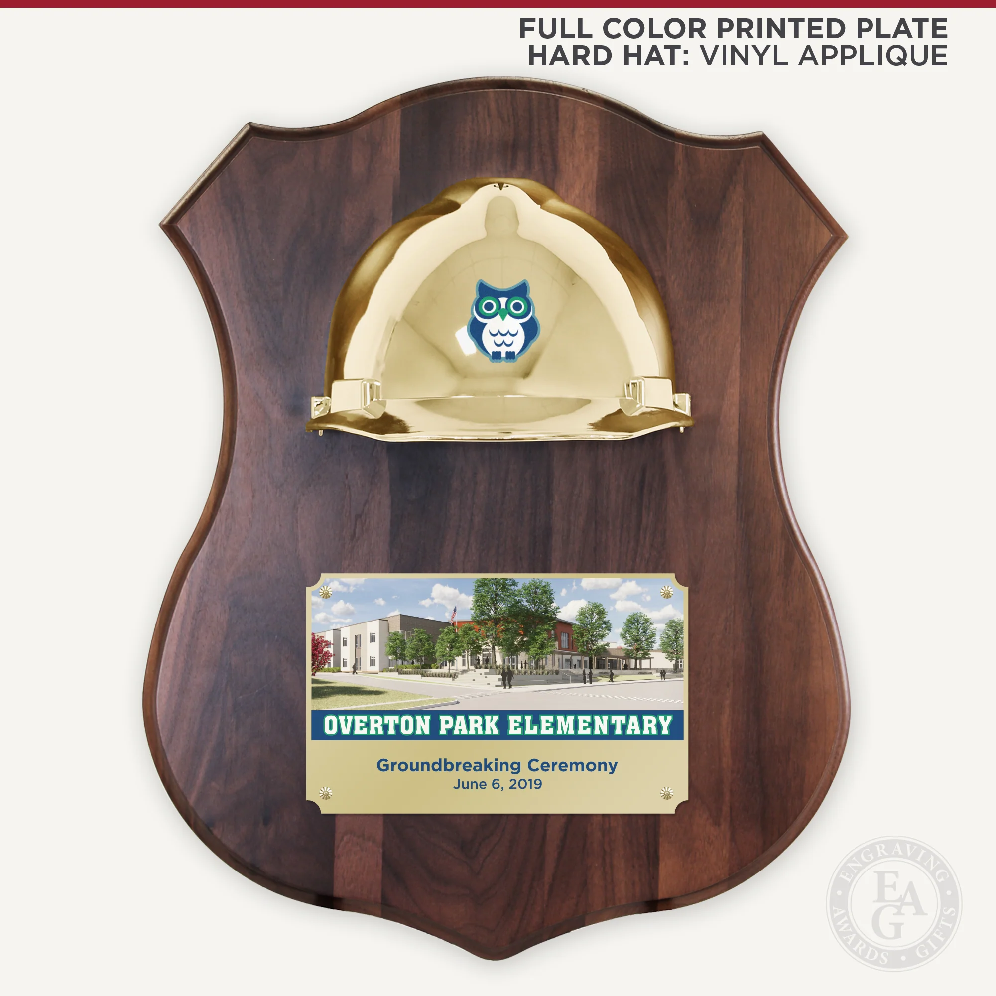 Full Size Hard Hat Plaque - Gold & Chrome - Image 4