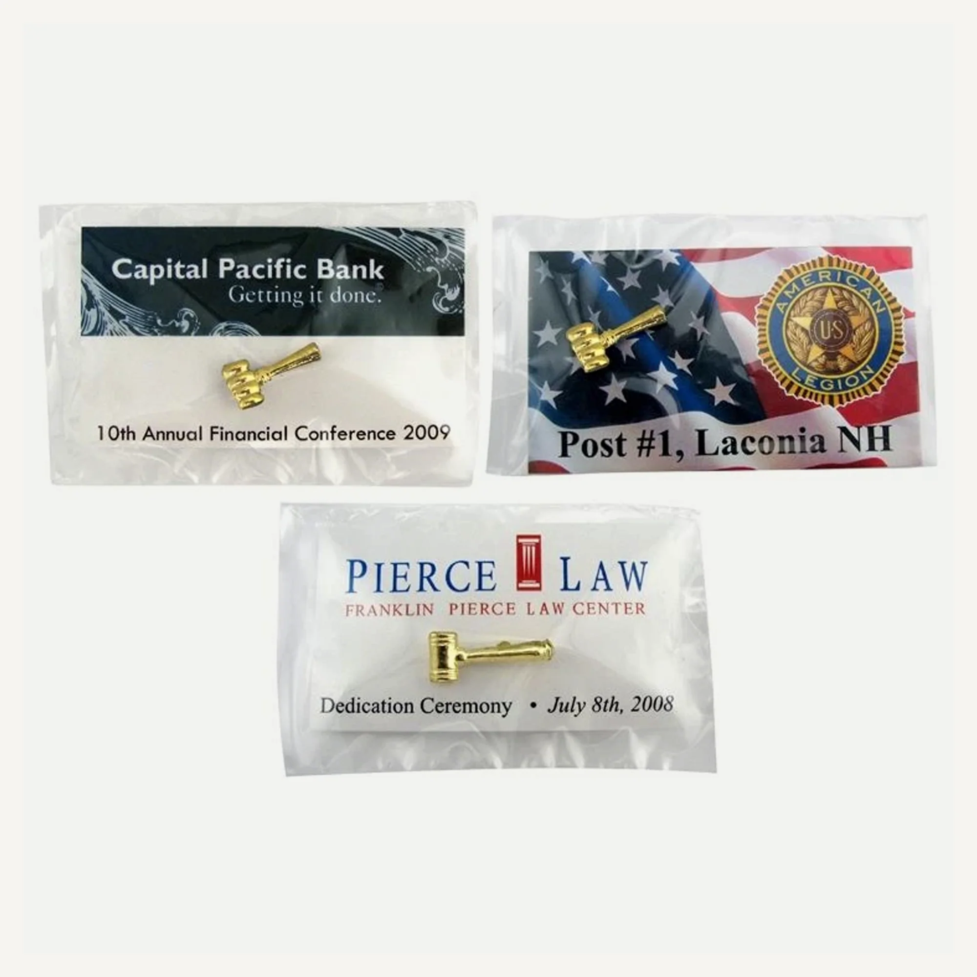 Gavel Lapel Pin Presentation Cards