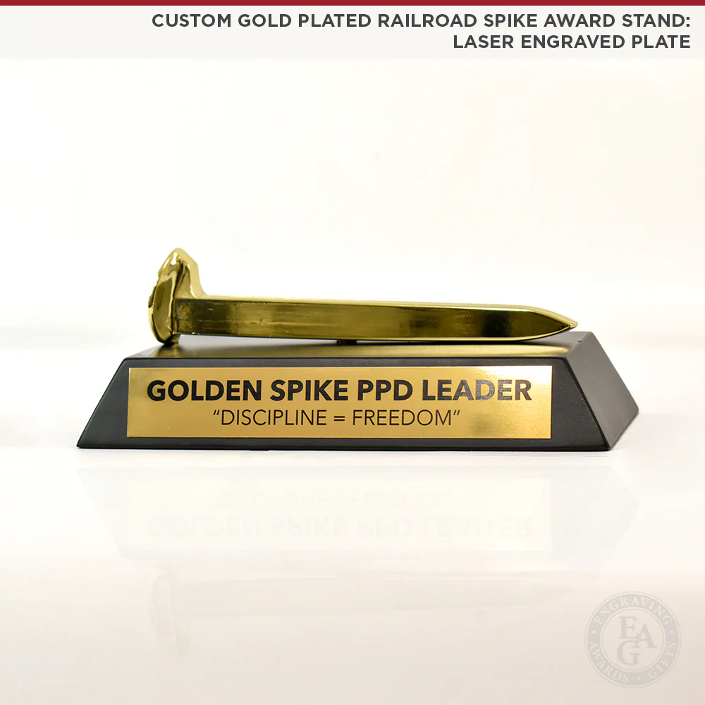 Gold Plated Ceremonial Railroad Spikes Awards Stands - Image 3