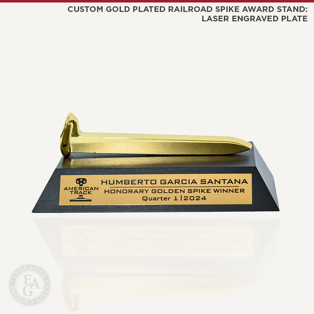 Gold Plated Ceremonial Railroad Spikes Awards Stands - Image 4
