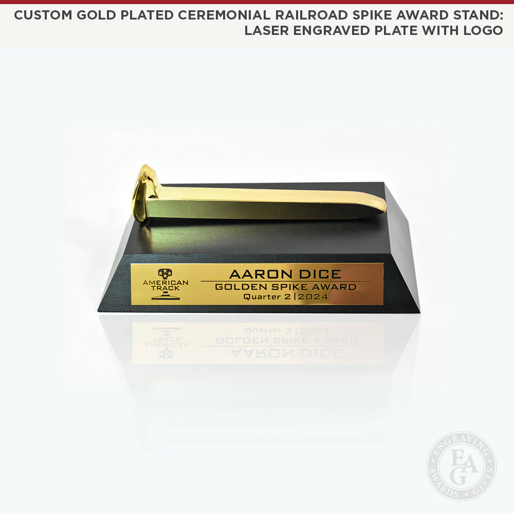 Gold Plated Ceremonial Railroad Spikes Awards Stands - Image 5