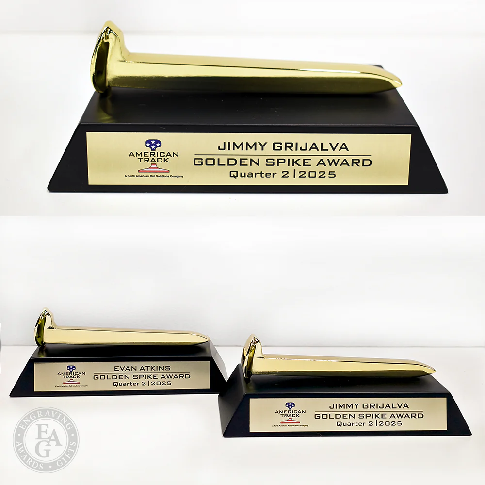 Gold Plated Ceremonial Railroad Spikes Awards Stands - Image 7