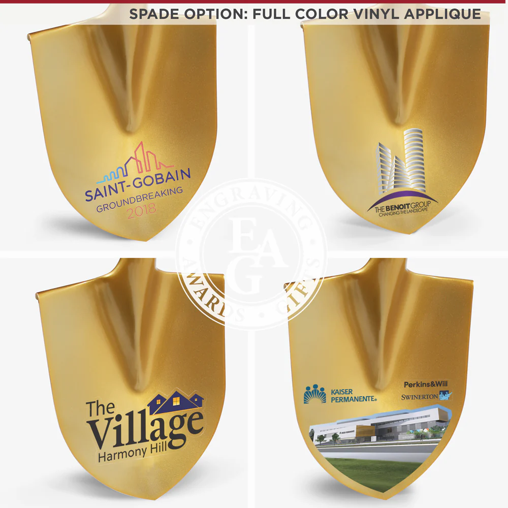 Gold Finish Ceremonial Groundbreaking Shovel - D-Handle - Image 3