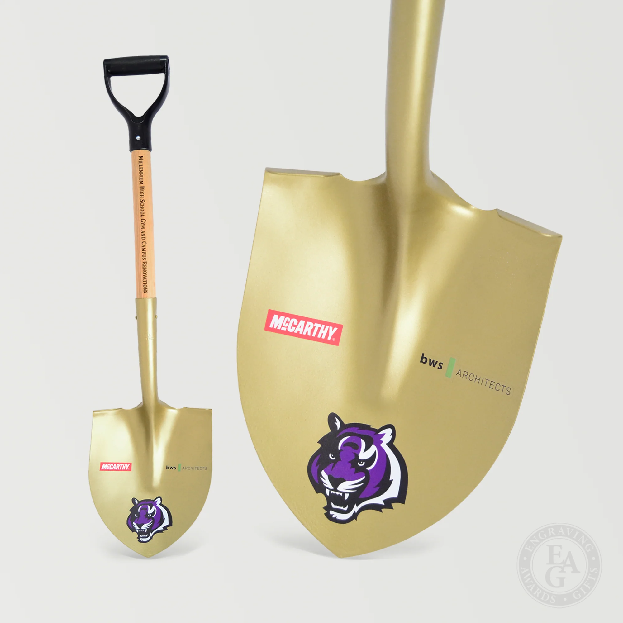 Gold Painted Ceremonial Groundbreaking Shovel - Black Handle - Image 10