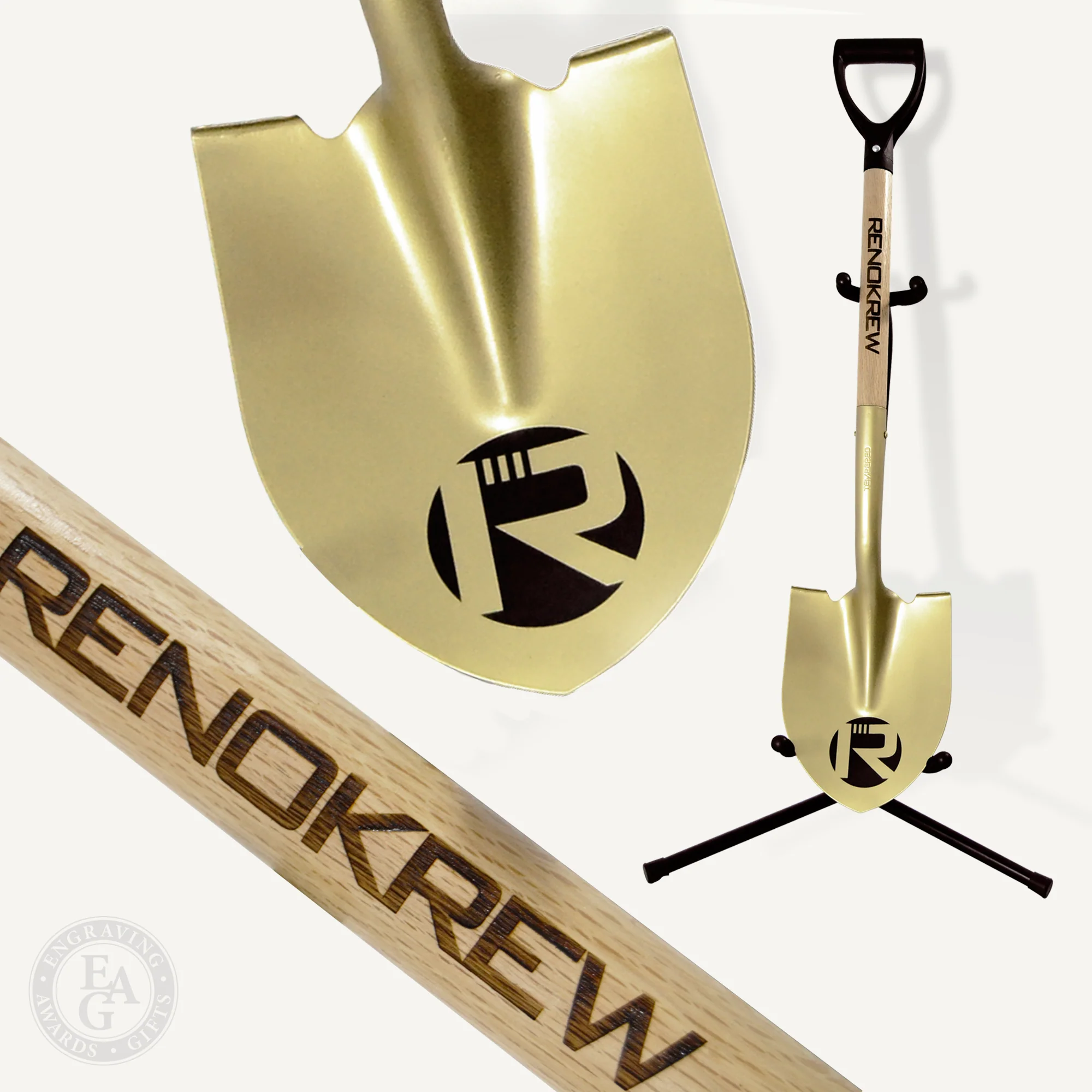 Gold Painted Ceremonial Groundbreaking Shovel - Black Handle - Image 11