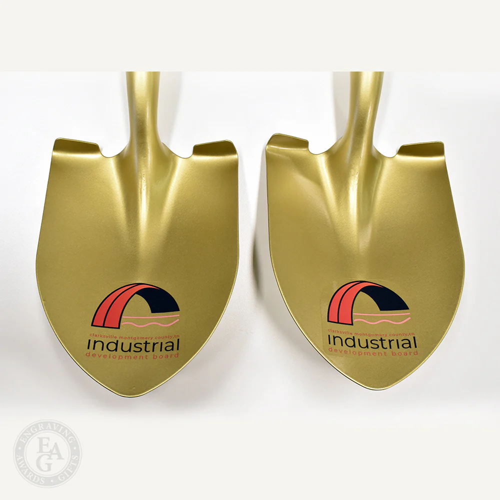 Gold Painted Ceremonial Groundbreaking Shovel - Black Handle - Image 9