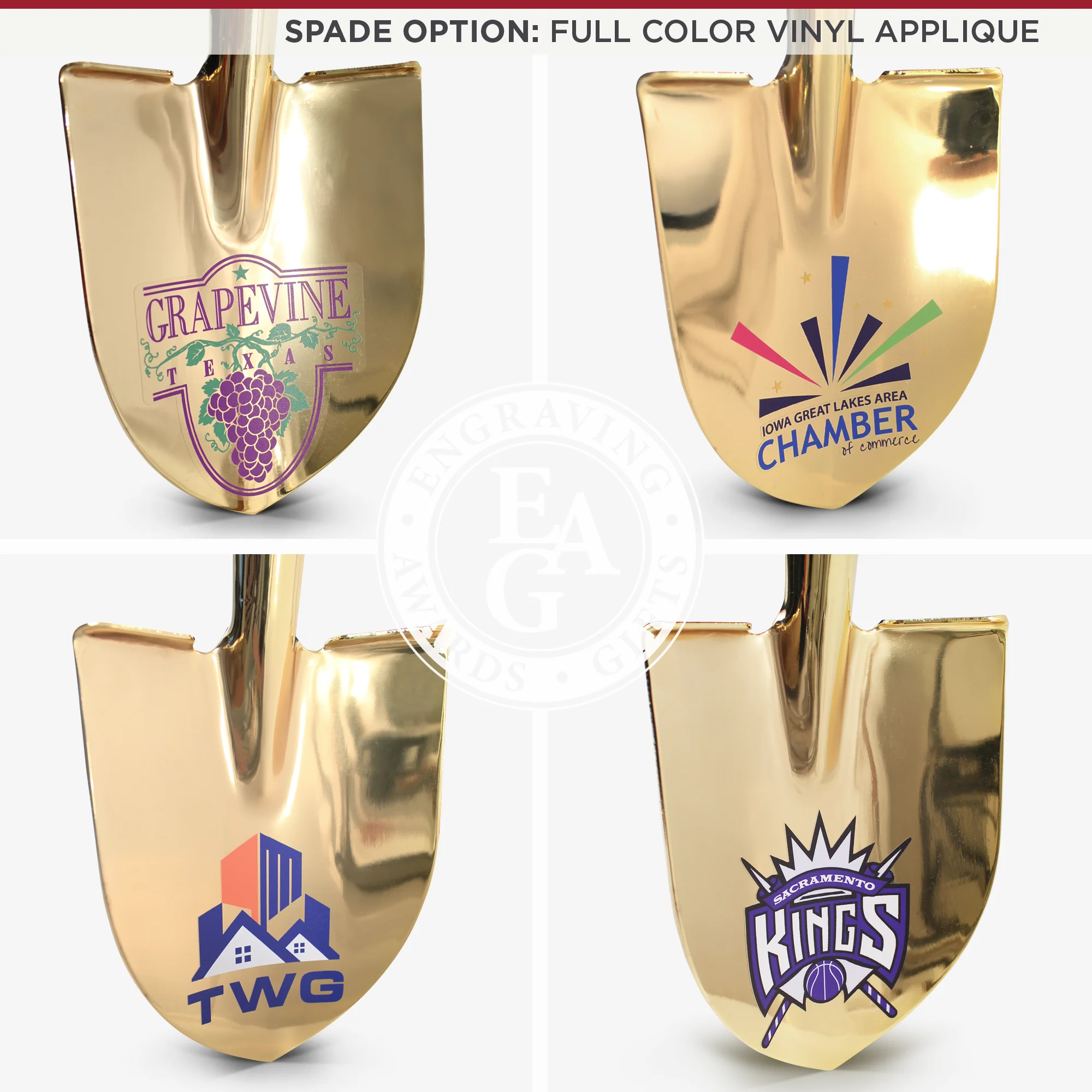 Gold Plated Ceremonial Groundbreaking Shovel - Paddle Handle - Image 3