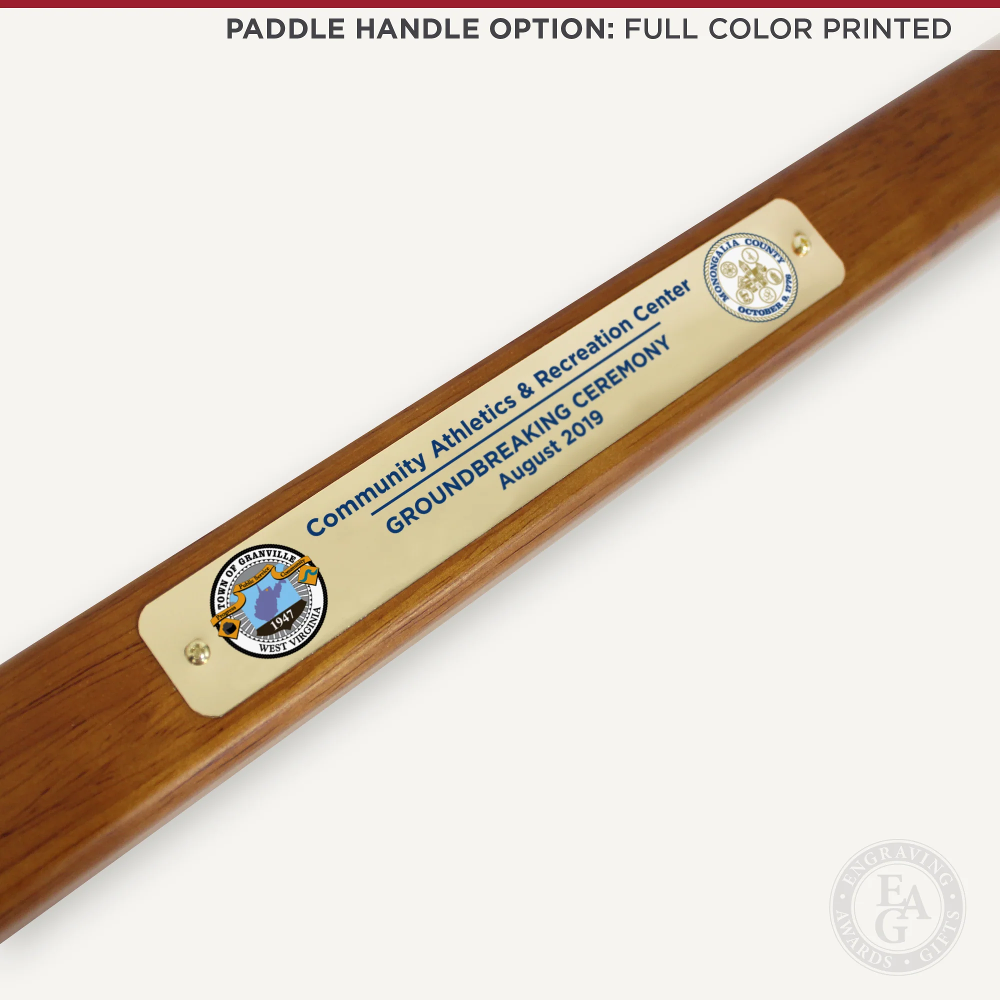 Gold Plated Ceremonial Groundbreaking Shovel - Paddle Handle - Image 6