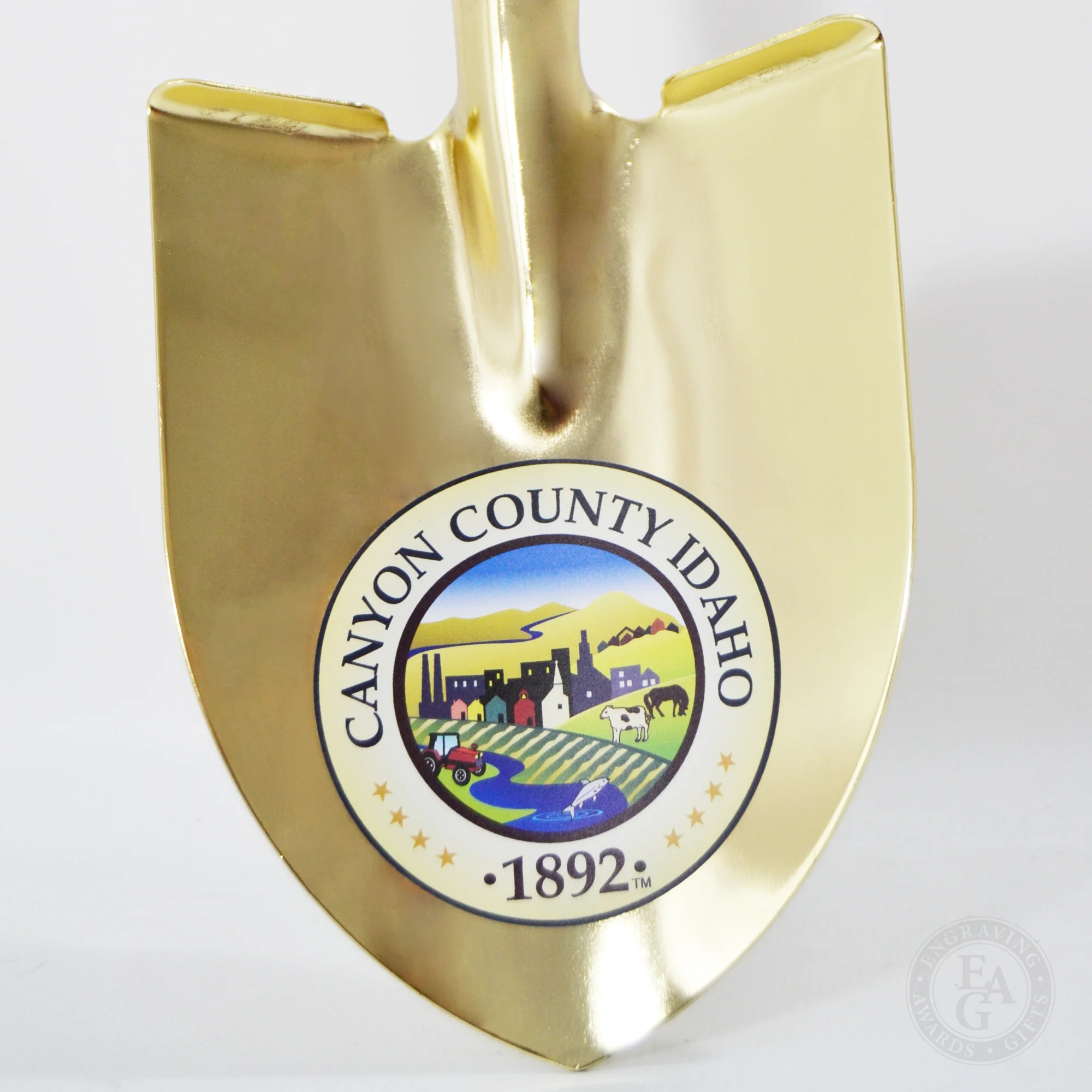Gold Plated Ceremonial Groundbreaking Shovel - Paddle Handle - Image 8
