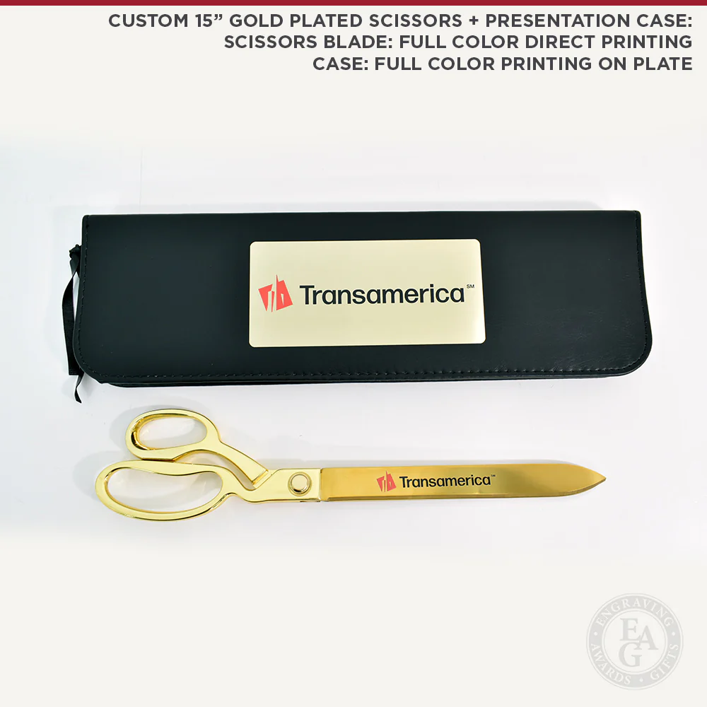 15" Gold Plated Ceremonial Ribbon Cutting Scissors - Image 15