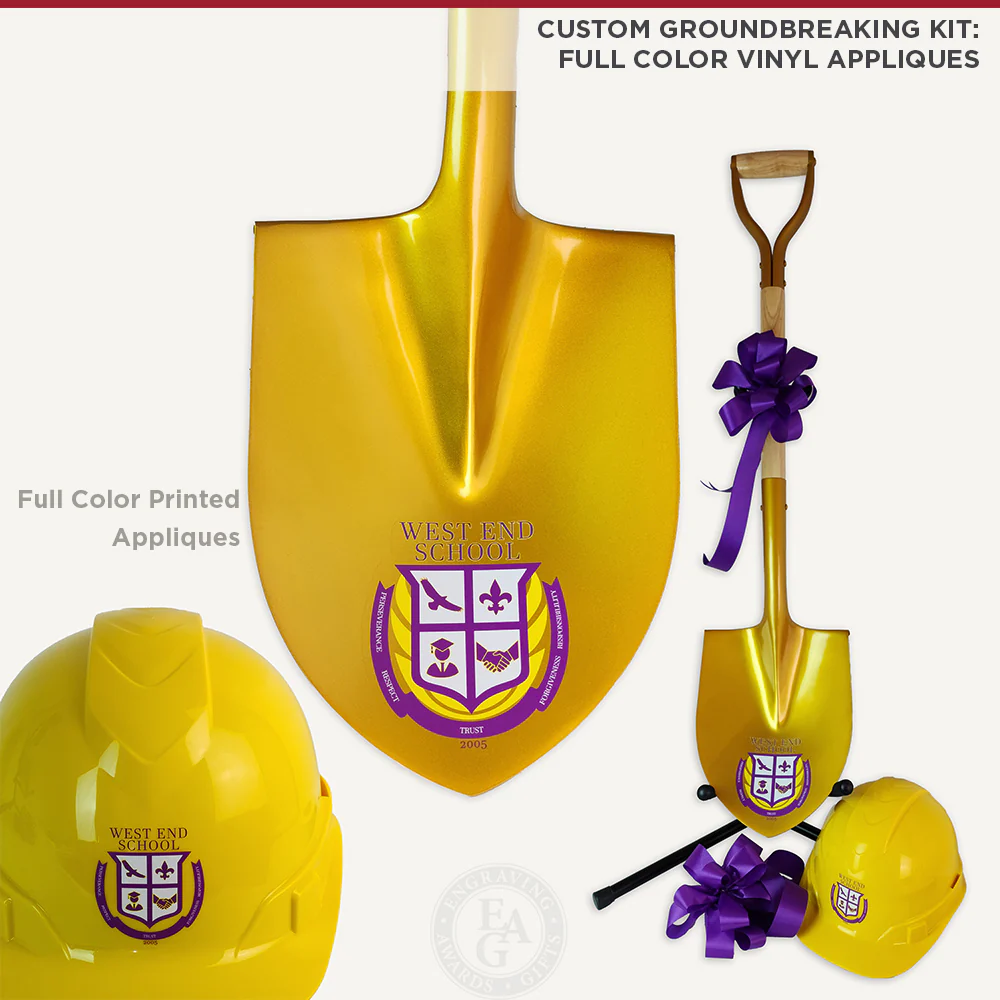 Groundbreaking Ceremonial Shovel Kit - Gold Finish D-Handle - Image 20