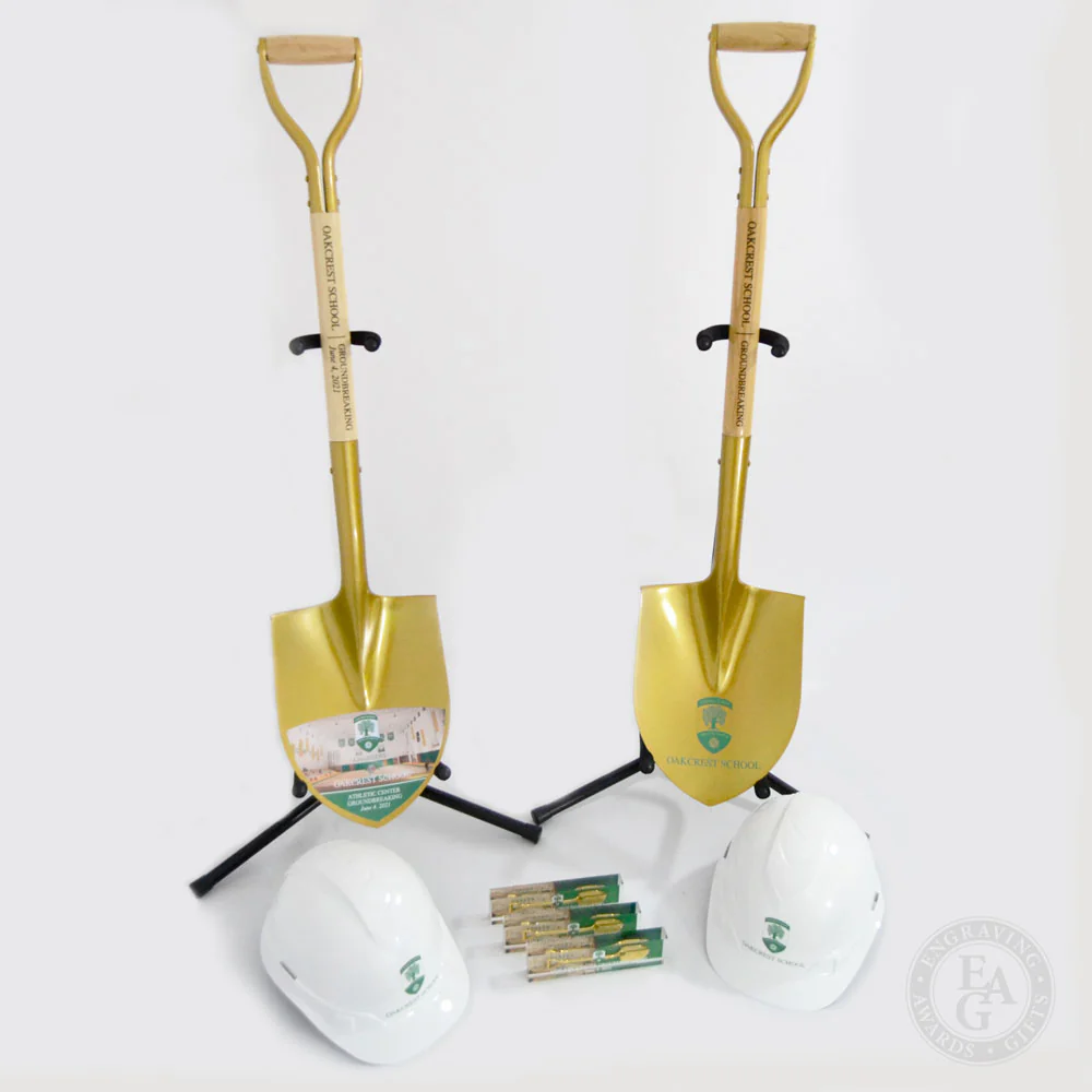 Groundbreaking Ceremonial Shovel Kit - Gold Finish D-Handle - Image 22
