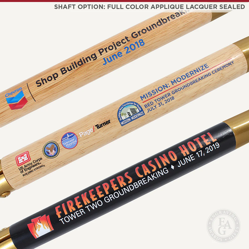 Groundbreaking Ceremonial Shovel Kit - Gold Finish D-Handle - Image 9