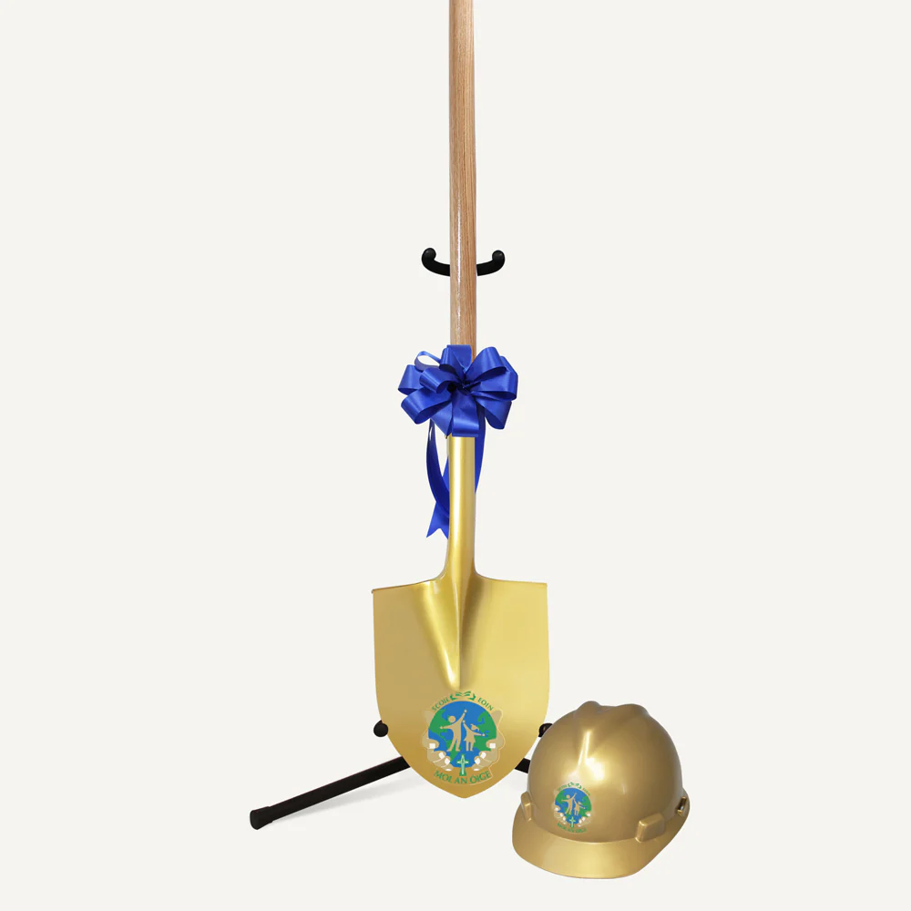 Groundbreaking Ceremonial Shovel Kit - Gold Finish Long Handle
